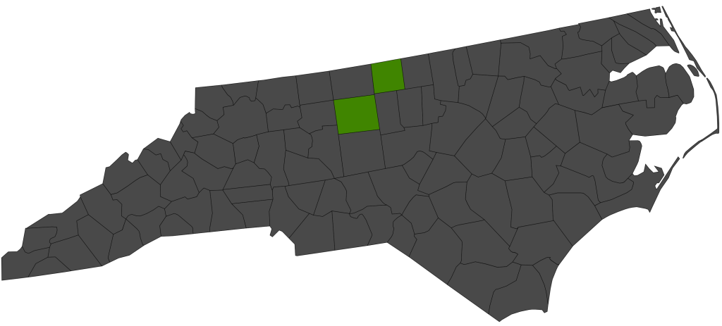 A map of North Carolina highlighting specific counties in green with Kegerreis Markets.